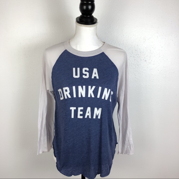 Wildfox Tops - Wildfox USA Drinking Team Blue White Tee Size XS